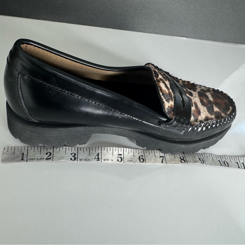 G.H.BASS Women's Whitney Lug Leopard Loafer Flats Size 6.5 Black Leather NEW - Picture 10 of 11